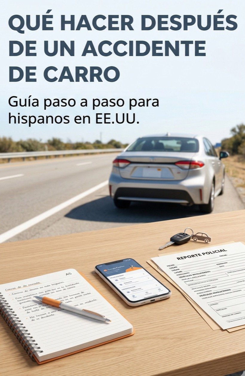 Guia en espanol sobre que hacer despues de un accidente de carro en Estados Unidos
